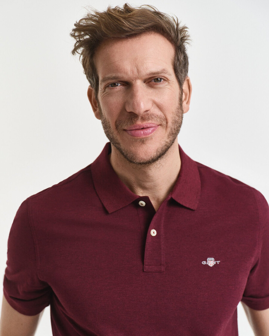 regular fit shield piqué poloshirt - bordeaux melange
