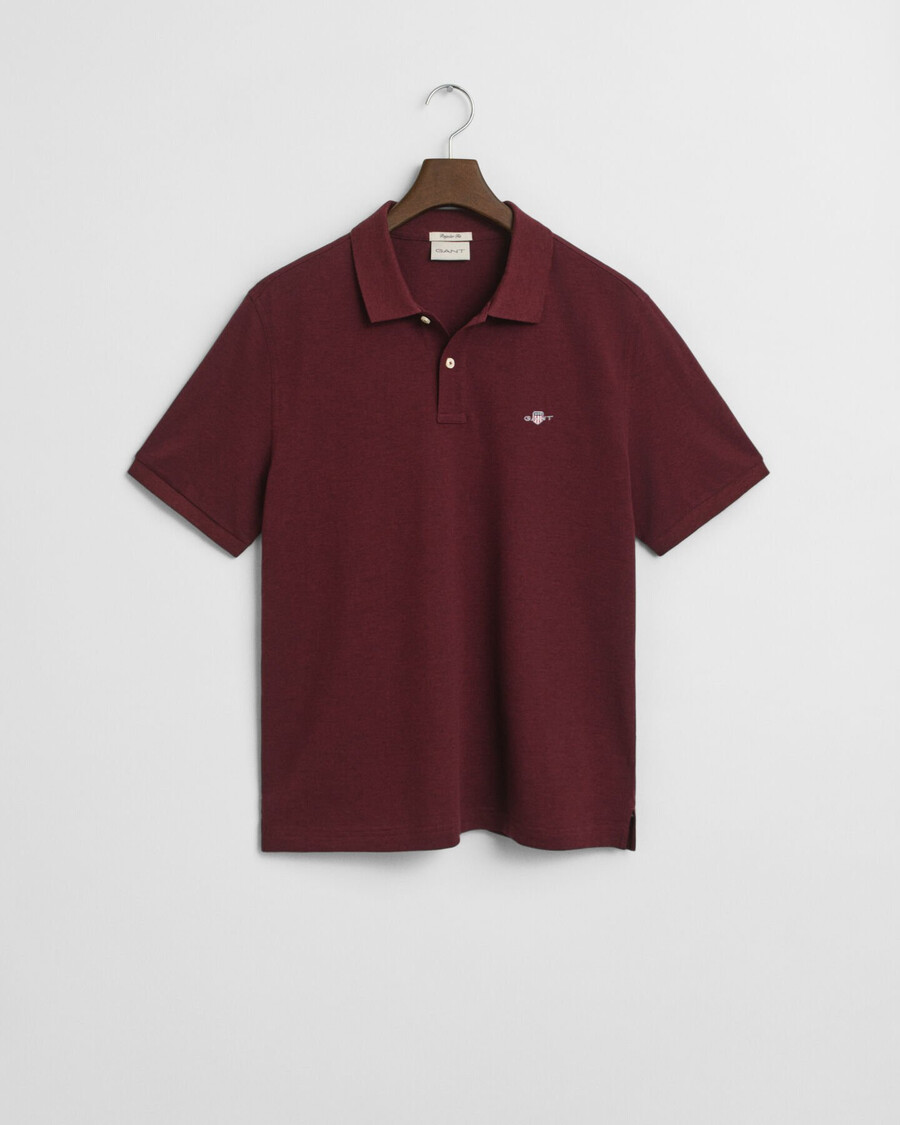 regular fit shield piqué poloshirt - bordeaux melange