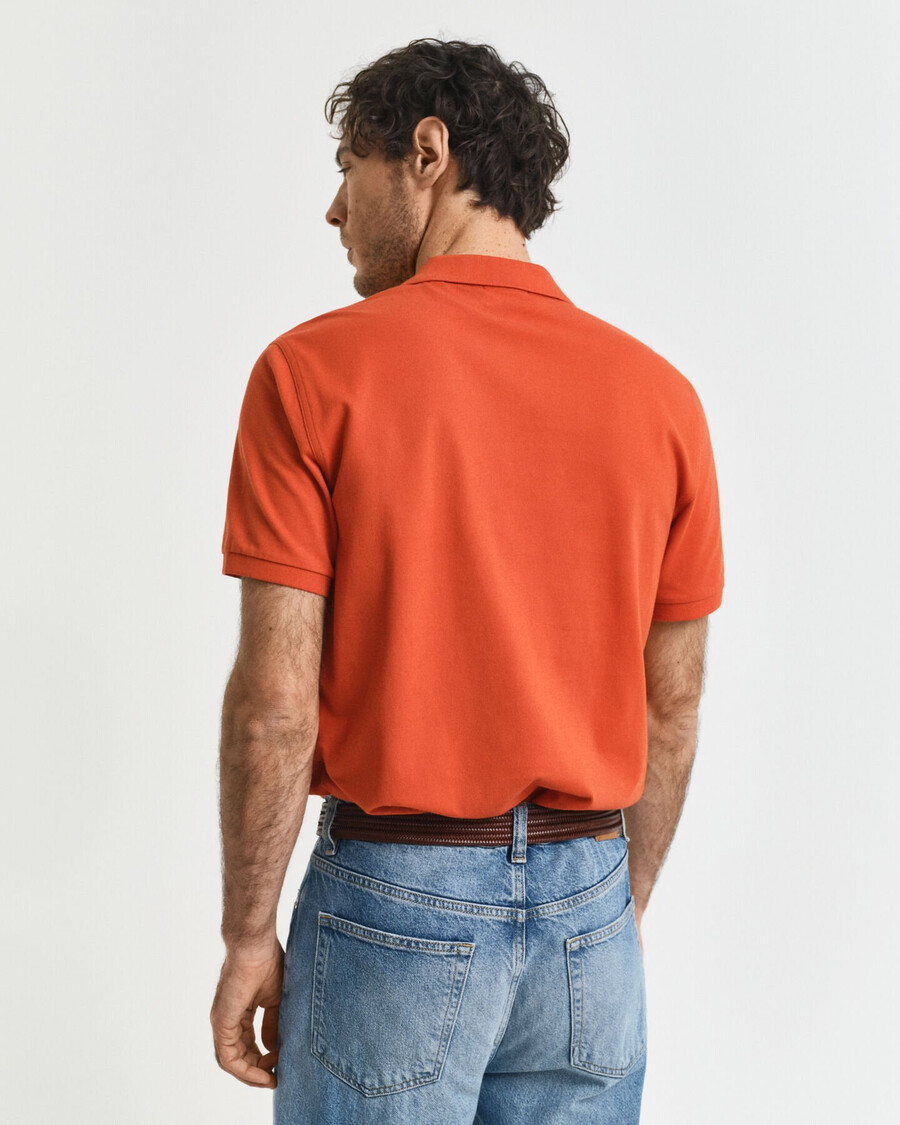 polo shirt met normale pasvorm en piqué-afwerking - diep oranje