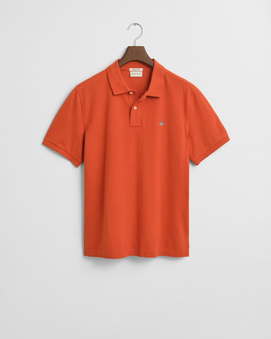 polo shirt met normale pasvorm en piqué-afwerking - diep oranje