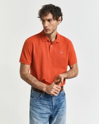 polo shirt met normale pasvorm en piqué-afwerking - diep oranje