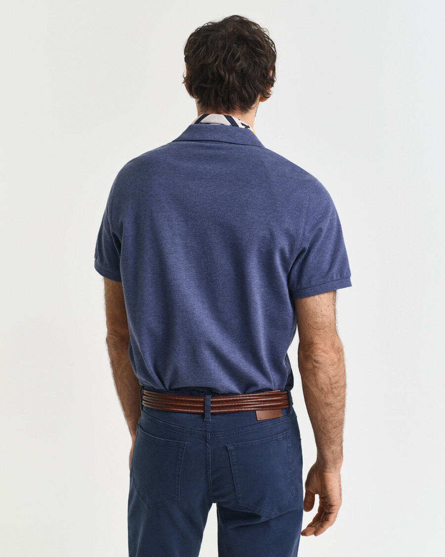 regular fit shield piqué poloshirt - dk jeansblauw melange
