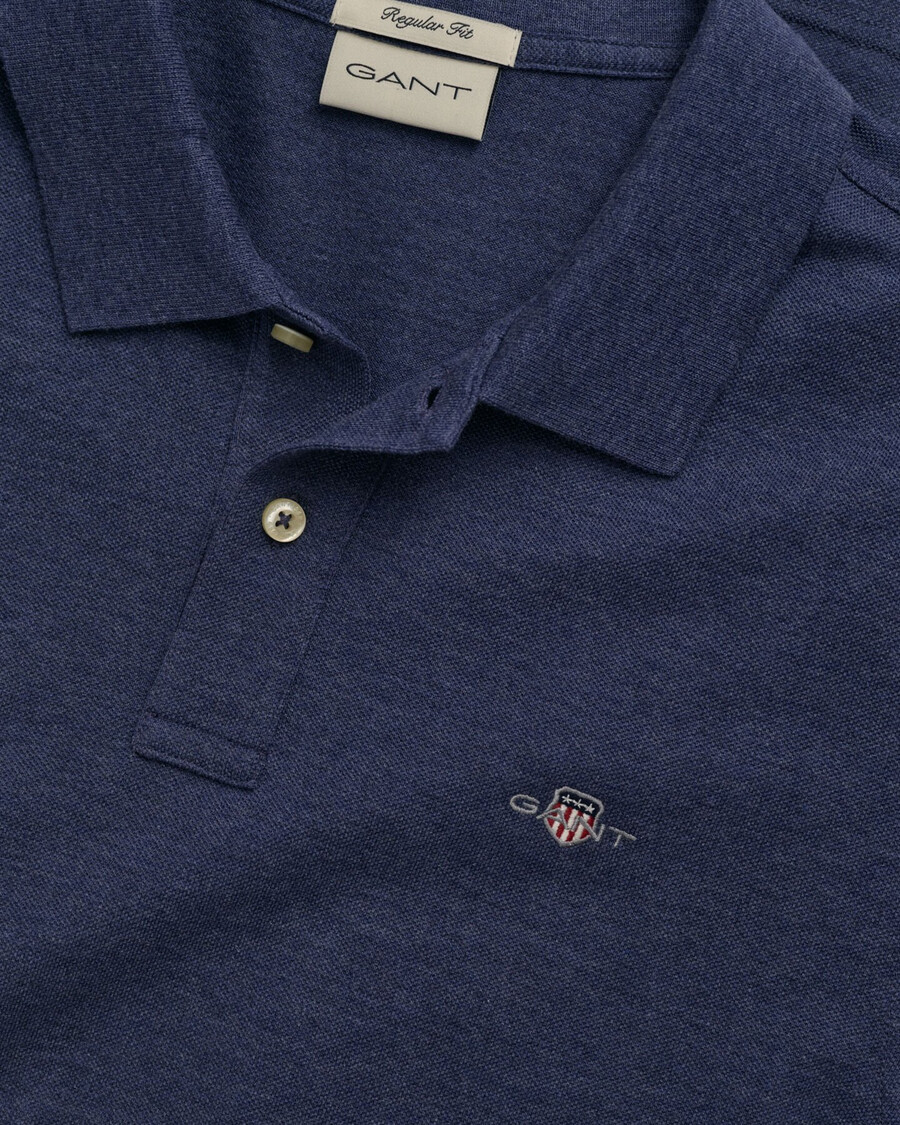 regular fit shield piqué poloshirt - dk jeansblauw melange