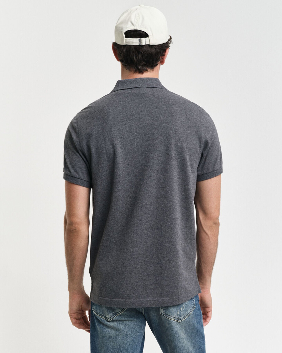 regular fit shield piqué poloshirt - antraciet melange