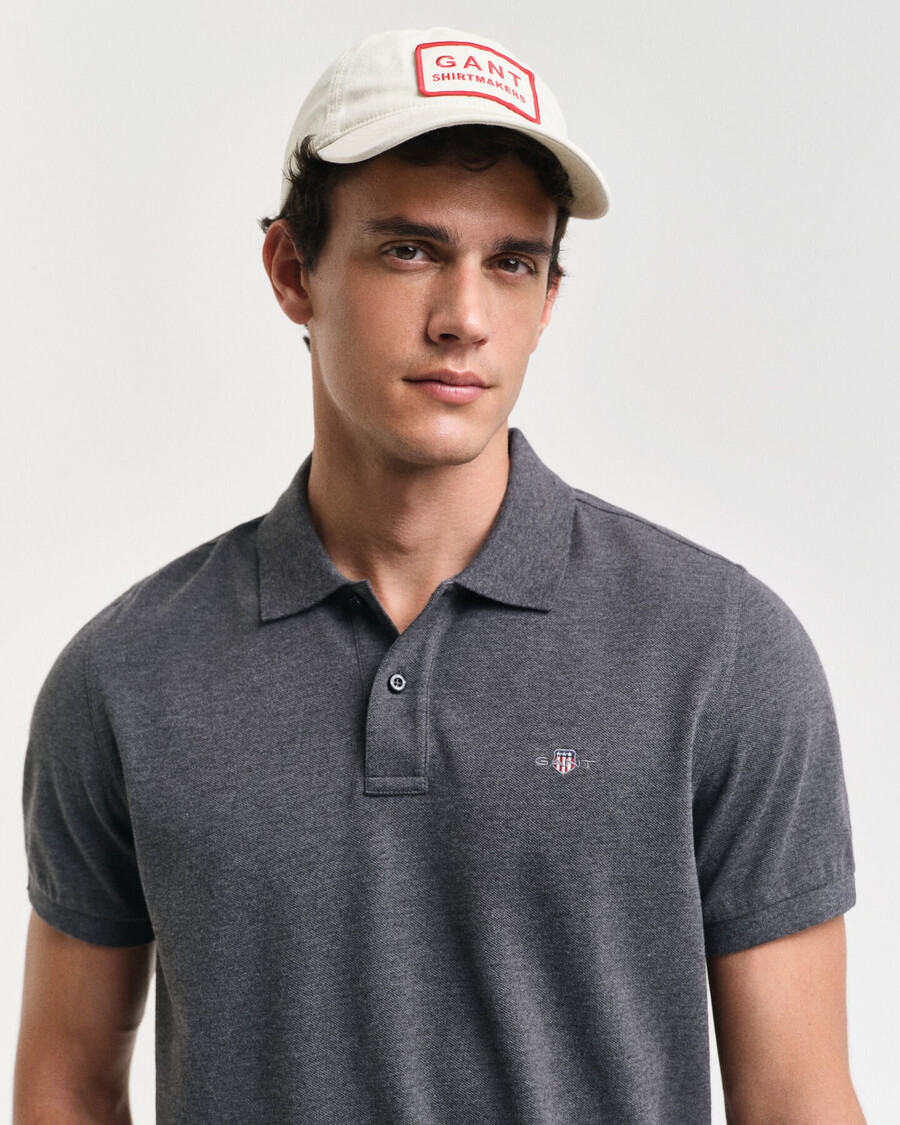 regular fit shield piqué poloshirt - antraciet melange