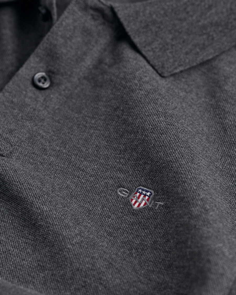 regular fit shield piqué poloshirt - antraciet melange