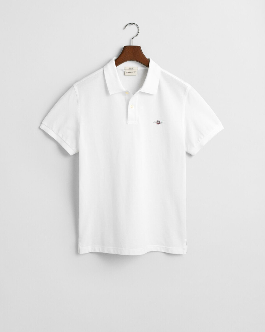 slim fit shield piqué polo shirt - wit
