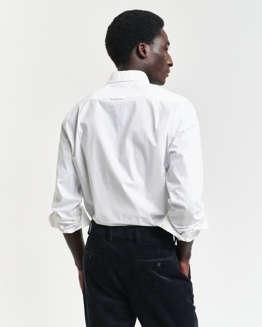 slim fit klassiek poplin overhemd - wit