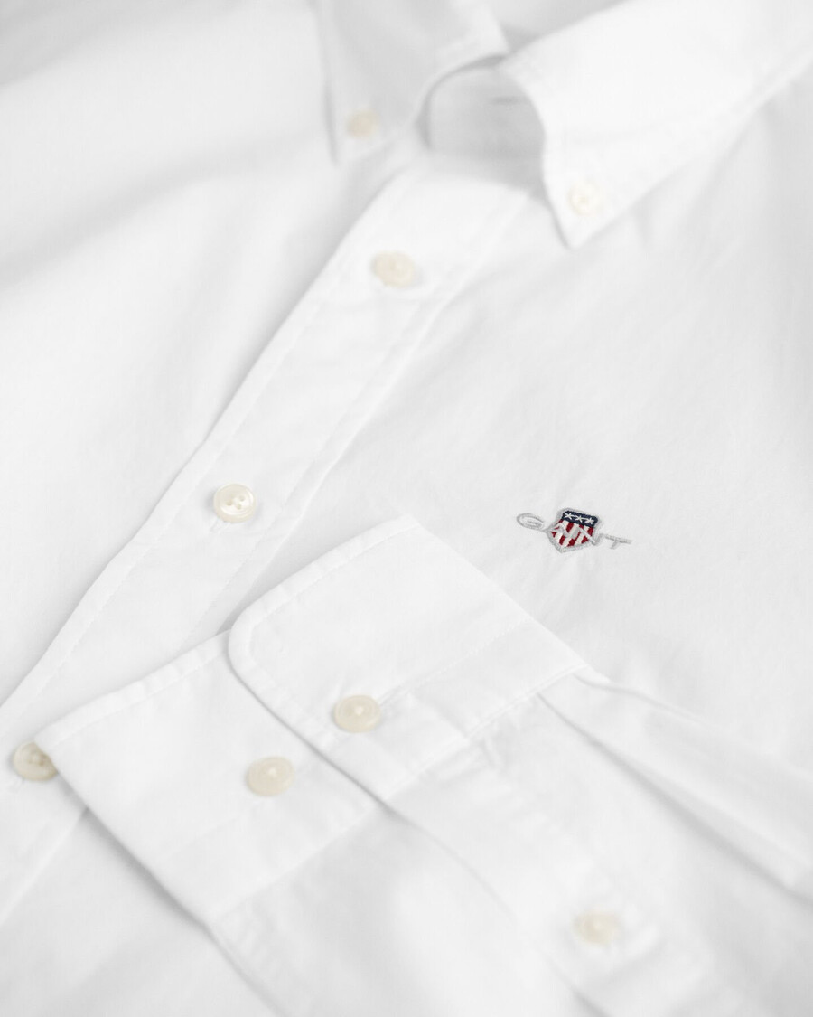 slim fit klassiek poplin overhemd - wit
