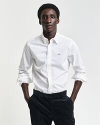 slim fit klassiek poplin overhemd - wit