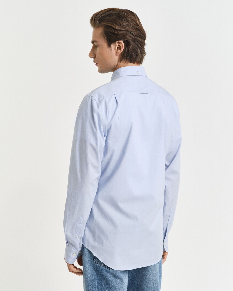 slim fit klassiek poplin shirt - lichtblauw