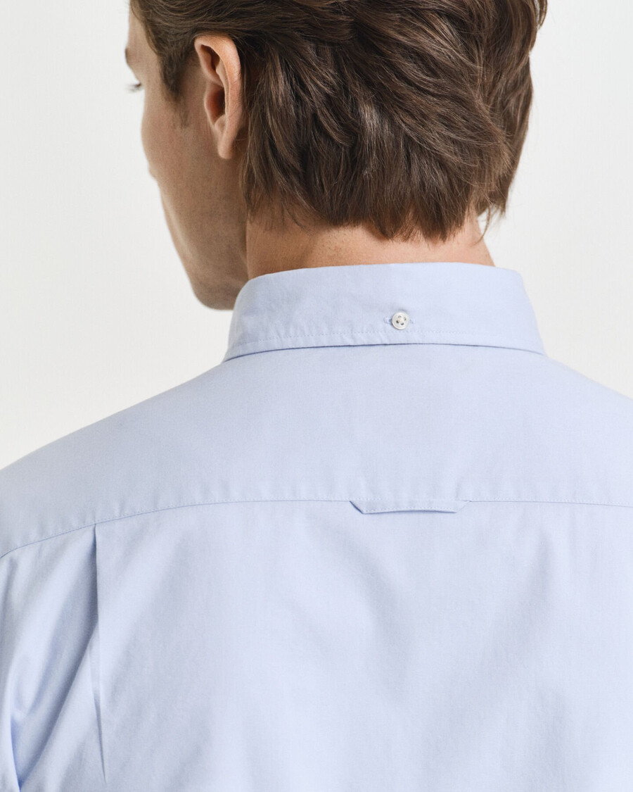 slim fit klassiek poplin shirt - lichtblauw
