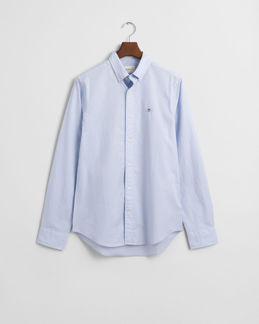 slim fit klassiek poplin shirt - lichtblauw