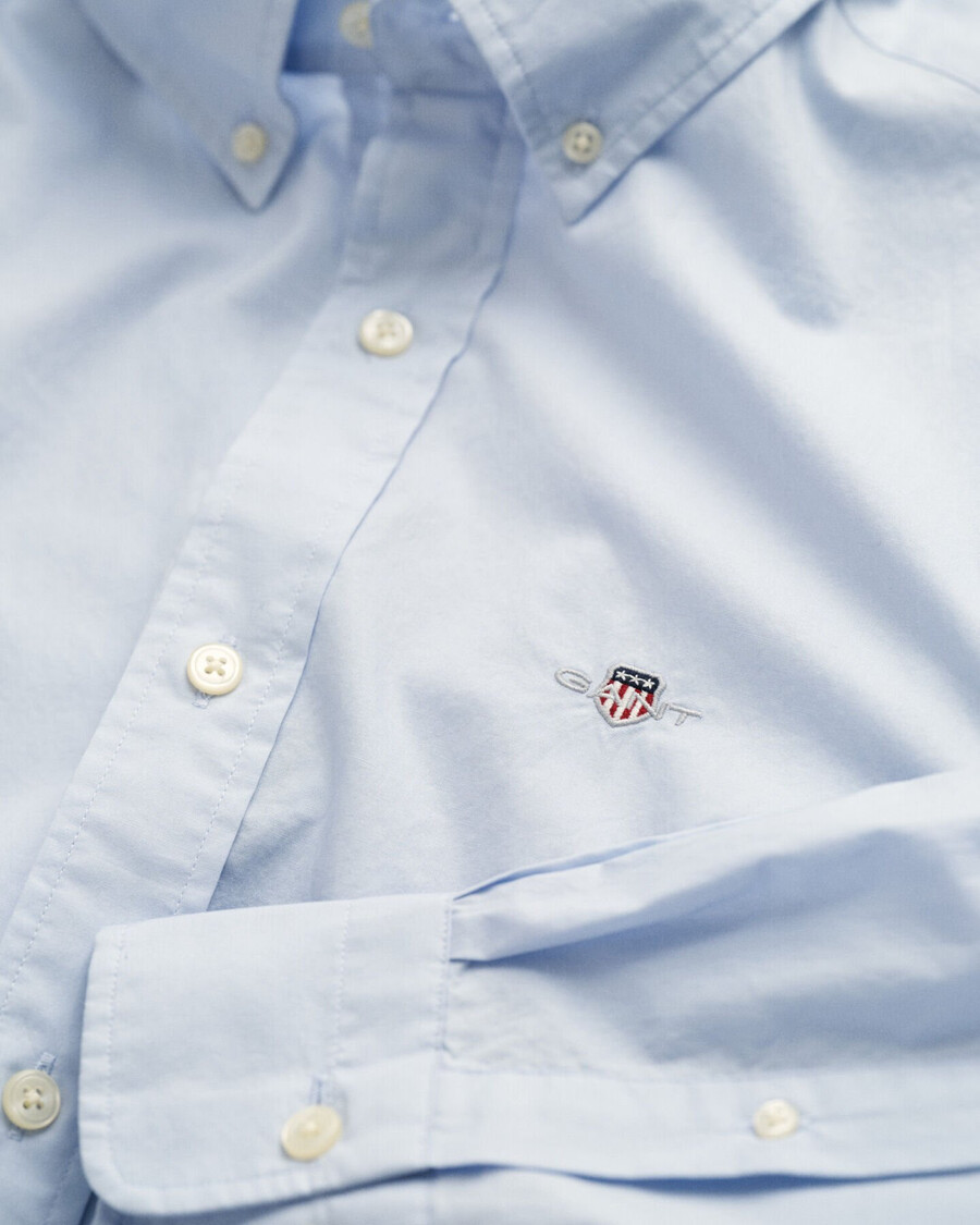 slim fit klassiek poplin shirt - lichtblauw