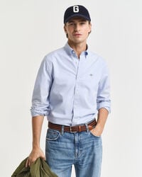 slim fit klassiek poplin shirt - lichtblauw