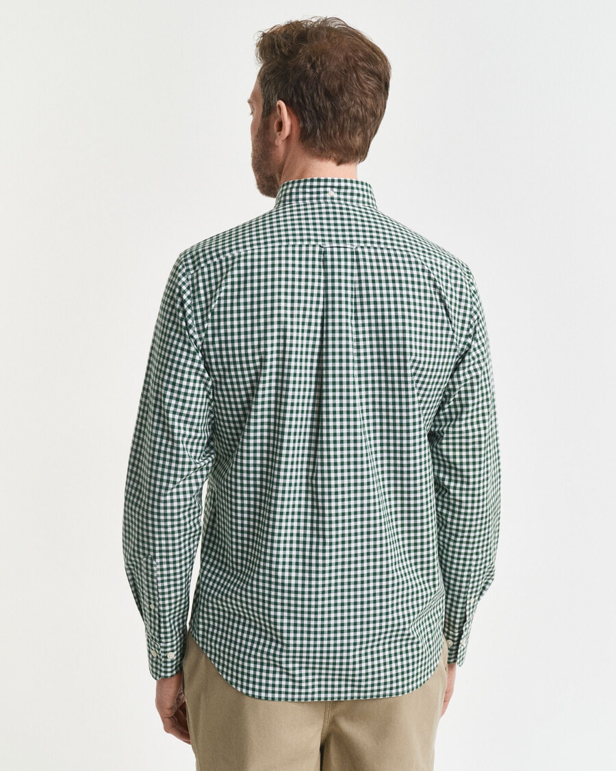 regular fit klassiek geruit poplin overhemd - bosgroen