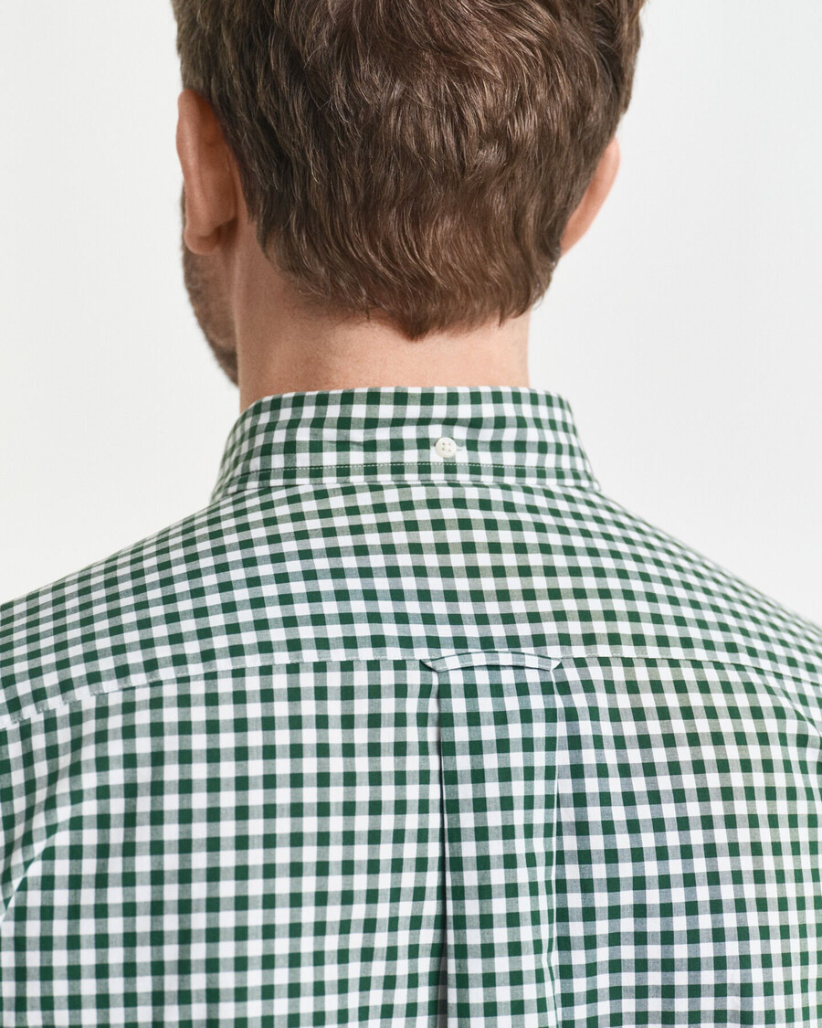 regular fit klassiek geruit poplin overhemd - bosgroen