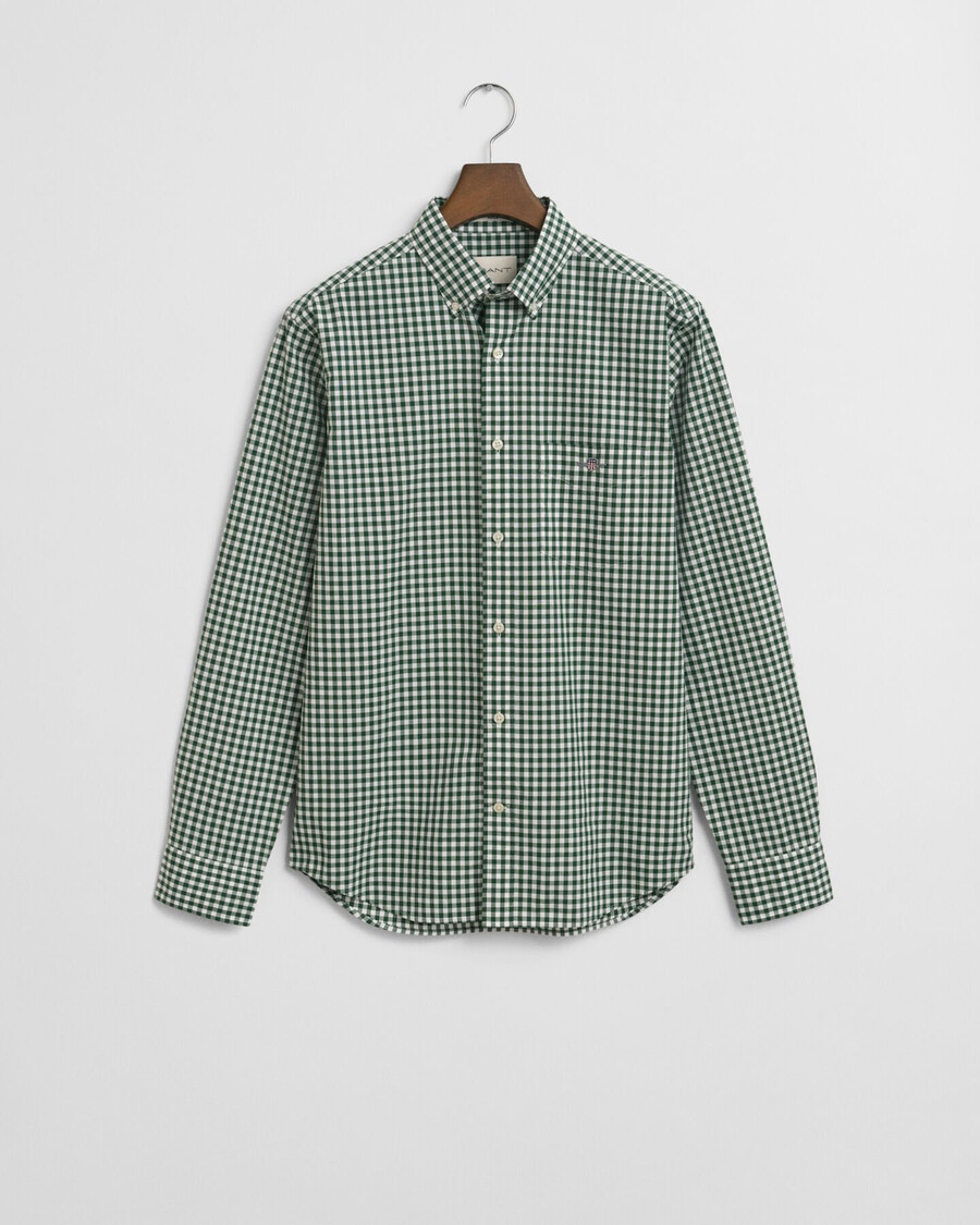 regular fit klassiek geruit poplin overhemd - bosgroen