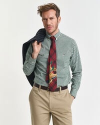 regular fit klassiek geruit poplin overhemd - bosgroen