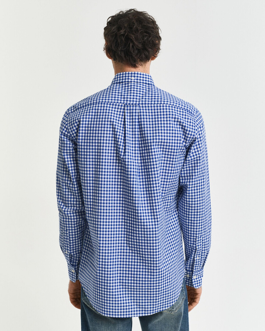 regular fit klassiek geruit poplin overhemd - college blue