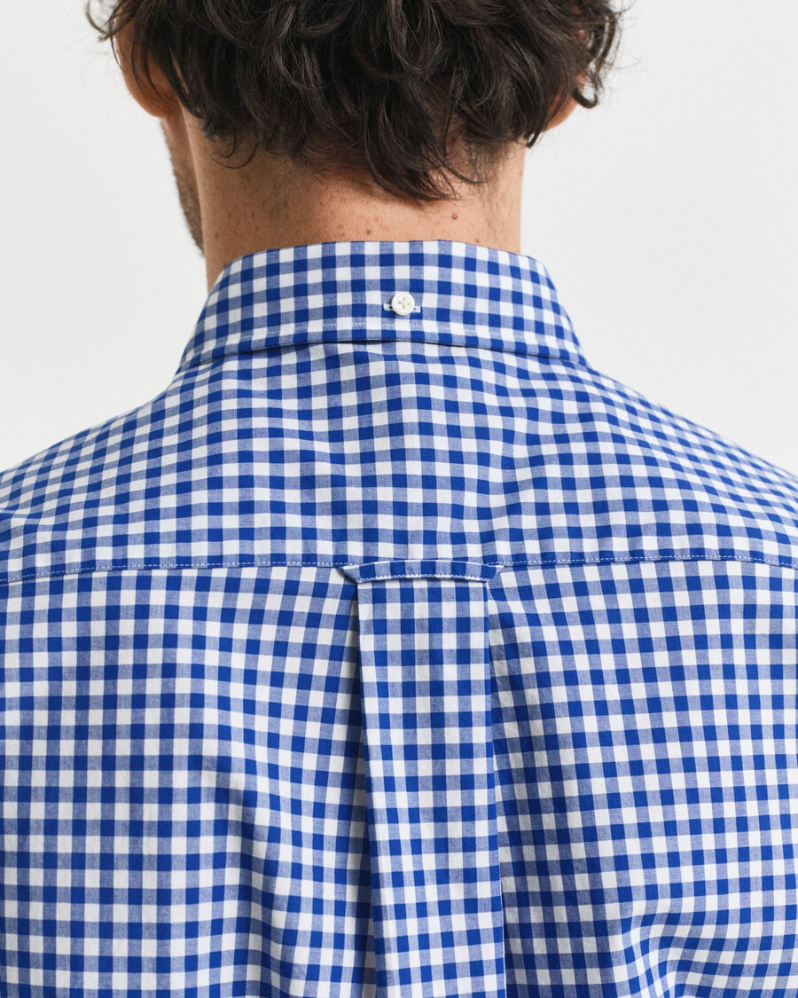 regular fit klassiek geruit poplin overhemd - college blue