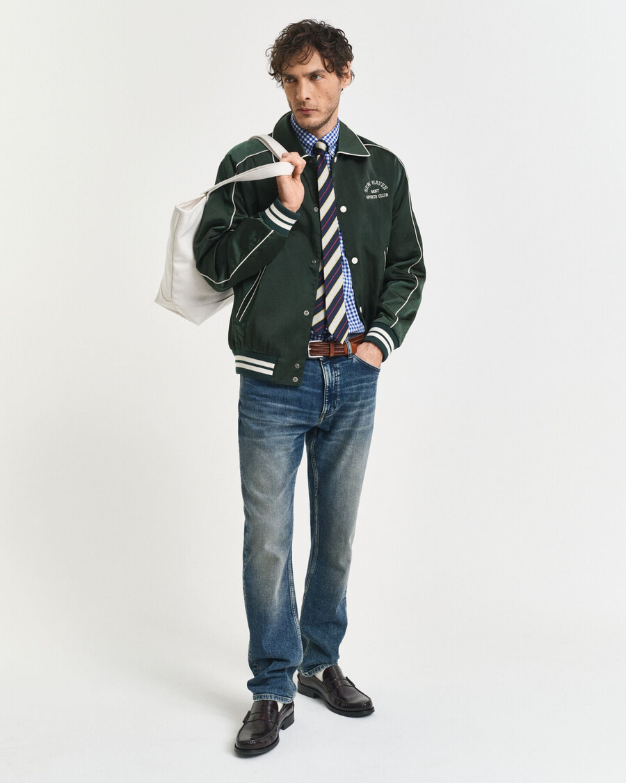 regular fit klassiek geruit poplin overhemd - college blue