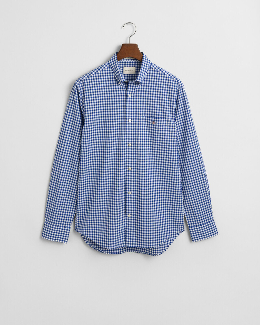 regular fit klassiek geruit poplin overhemd - college blue