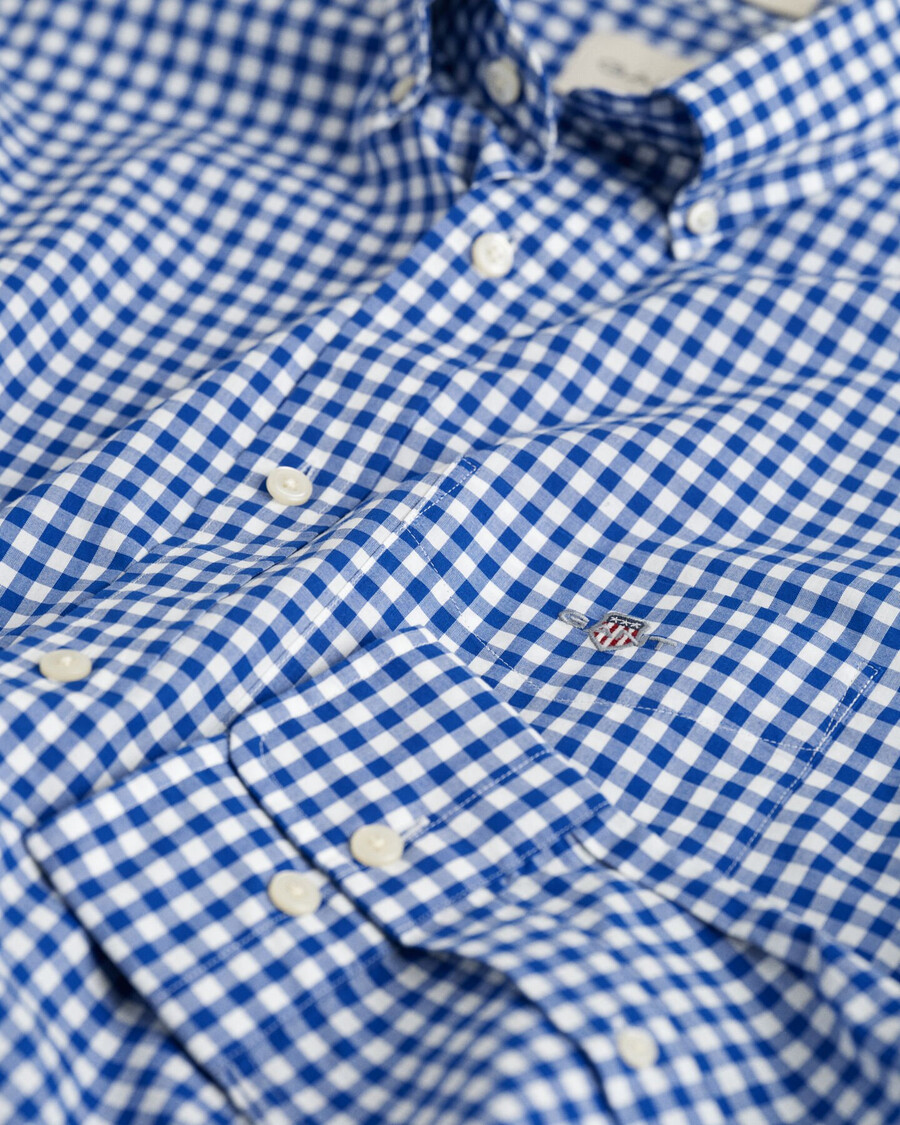 regular fit klassiek geruit poplin overhemd - college blue