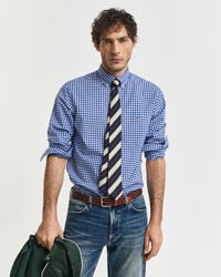 regular fit klassiek geruit poplin overhemd - college blue