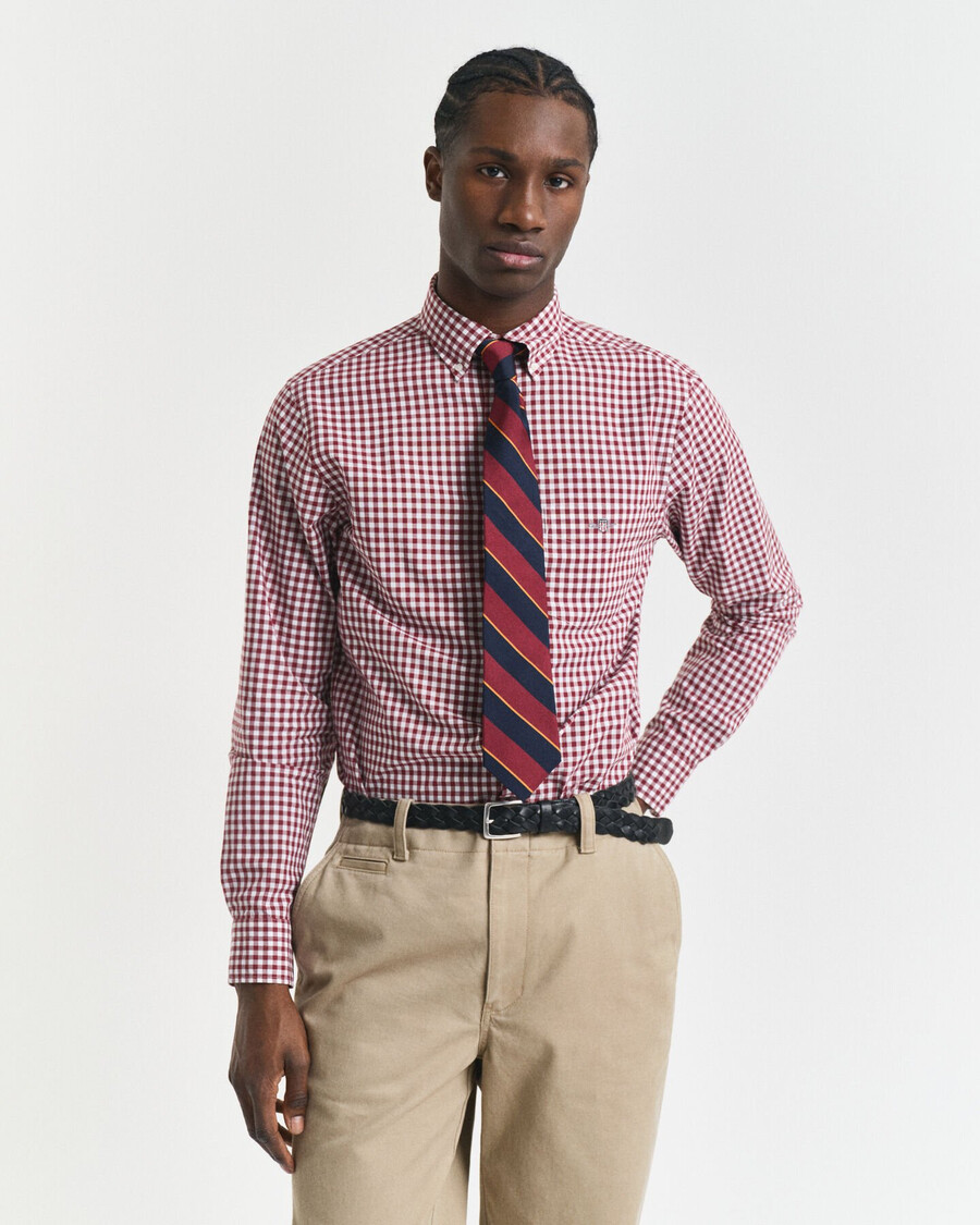 regular fit klassiek geruit poplin overhemd - volle rode
