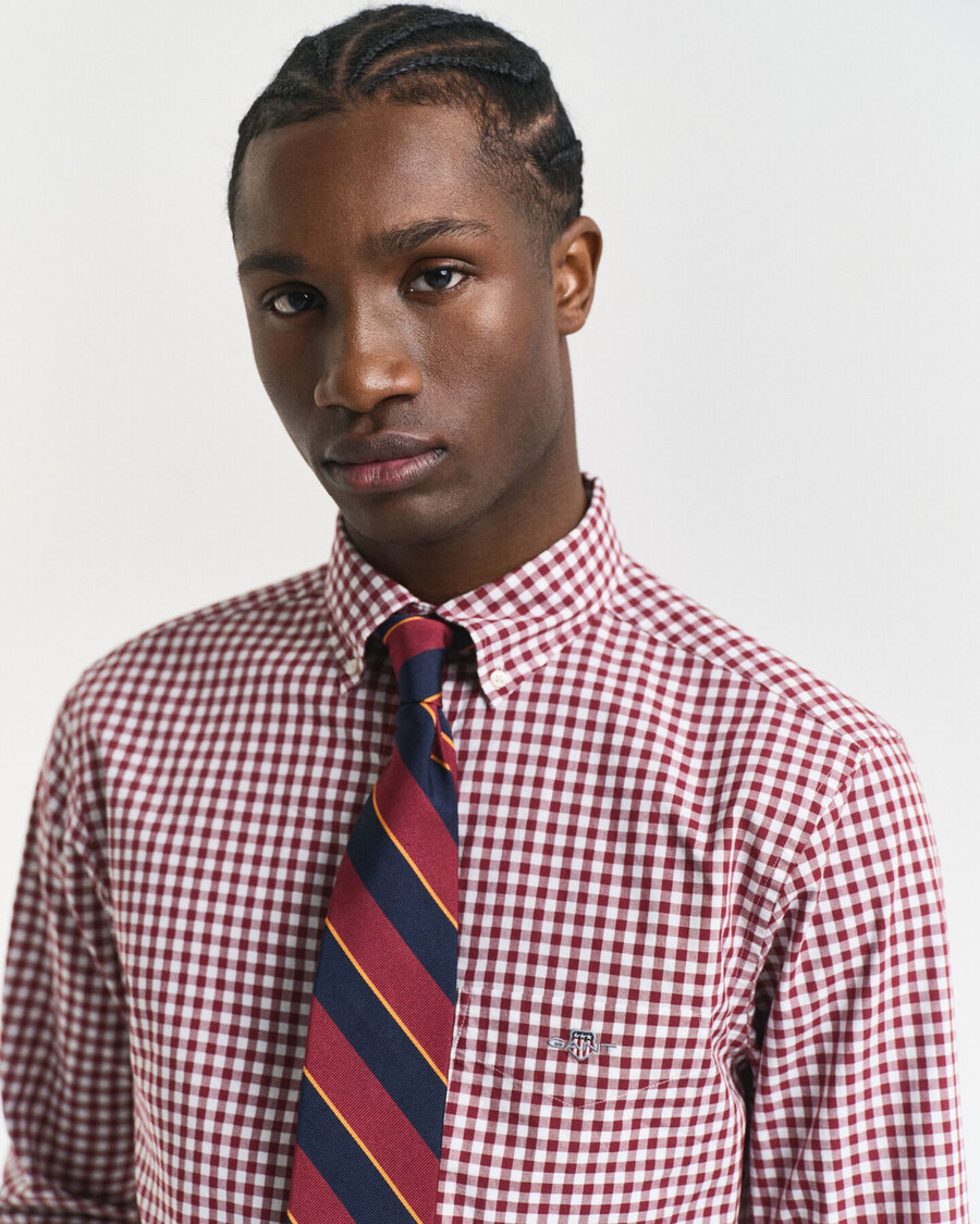 regular fit klassiek geruit poplin overhemd - volle rode