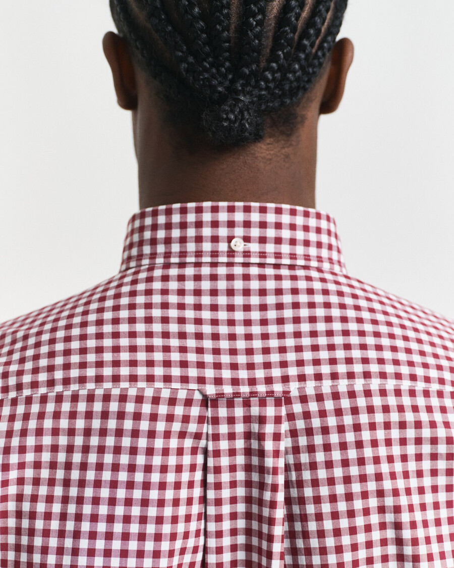 regular fit klassiek geruit poplin overhemd - volle rode