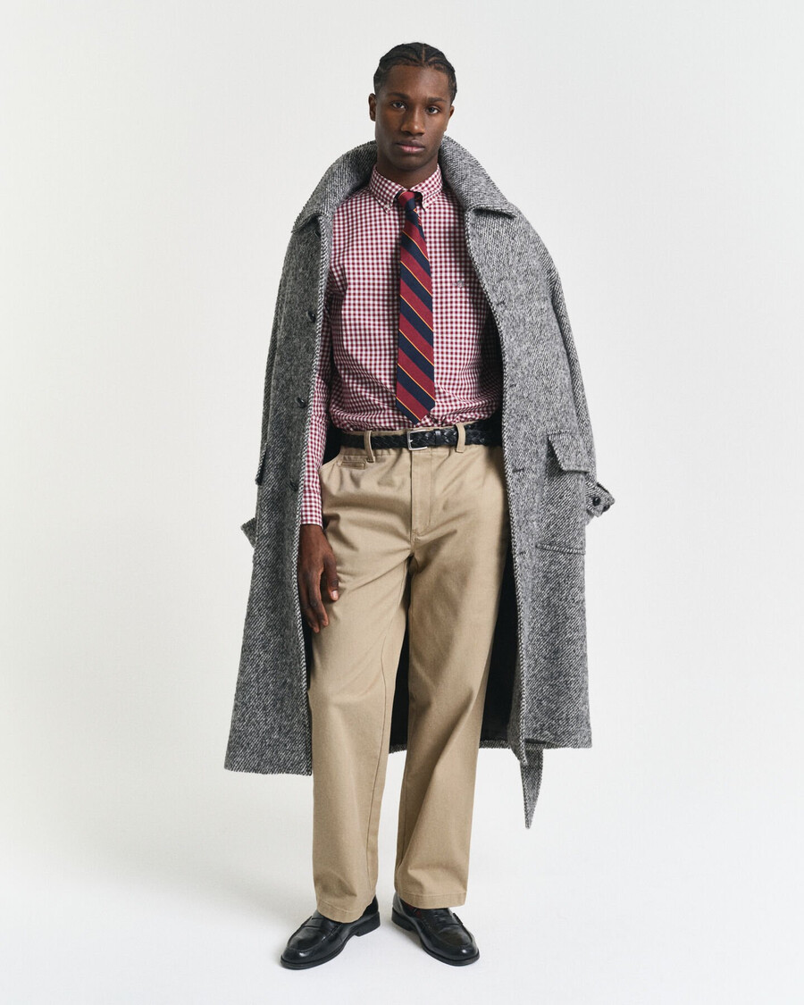 regular fit klassiek geruit poplin overhemd - volle rode