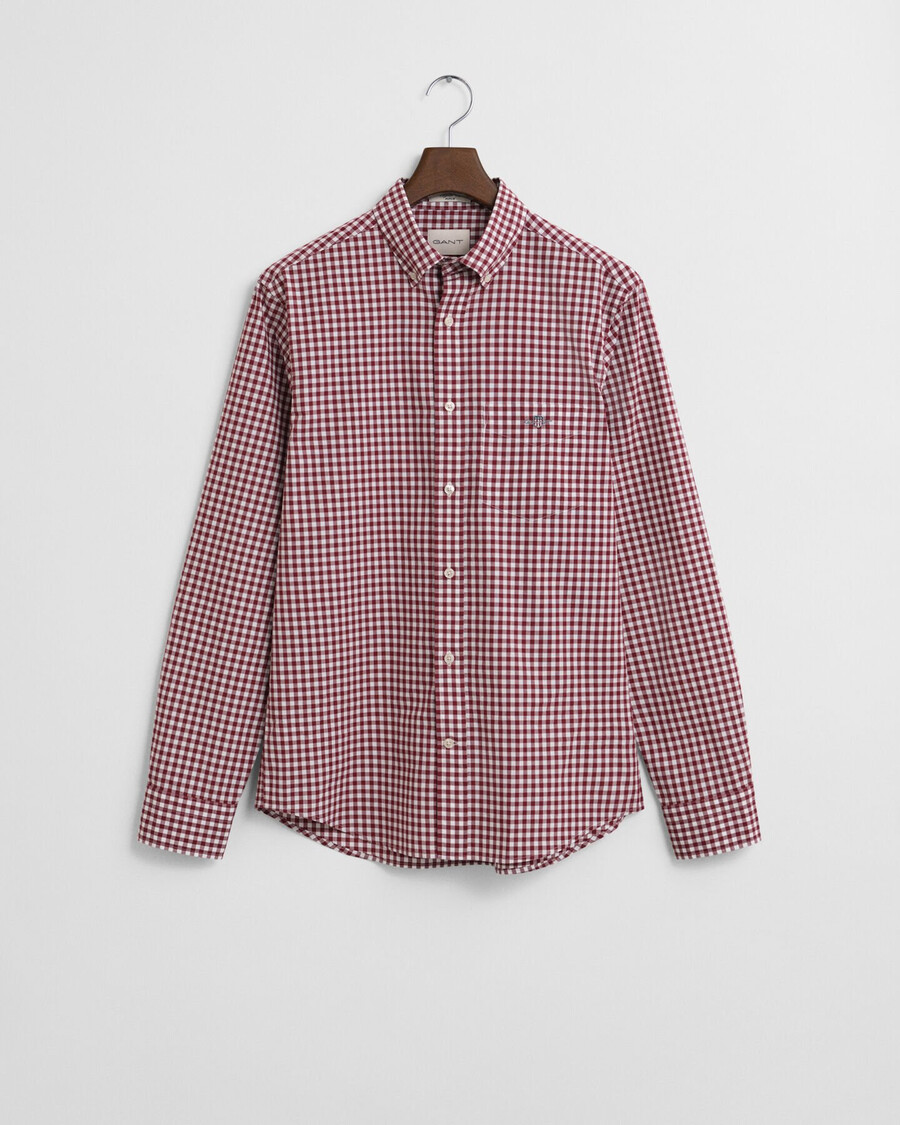 regular fit klassiek geruit poplin overhemd - volle rode