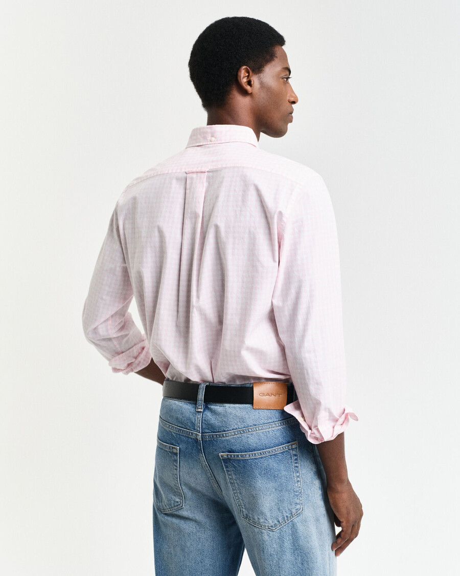 regular fit klassiek geruit poplin overhemd - lichtroze