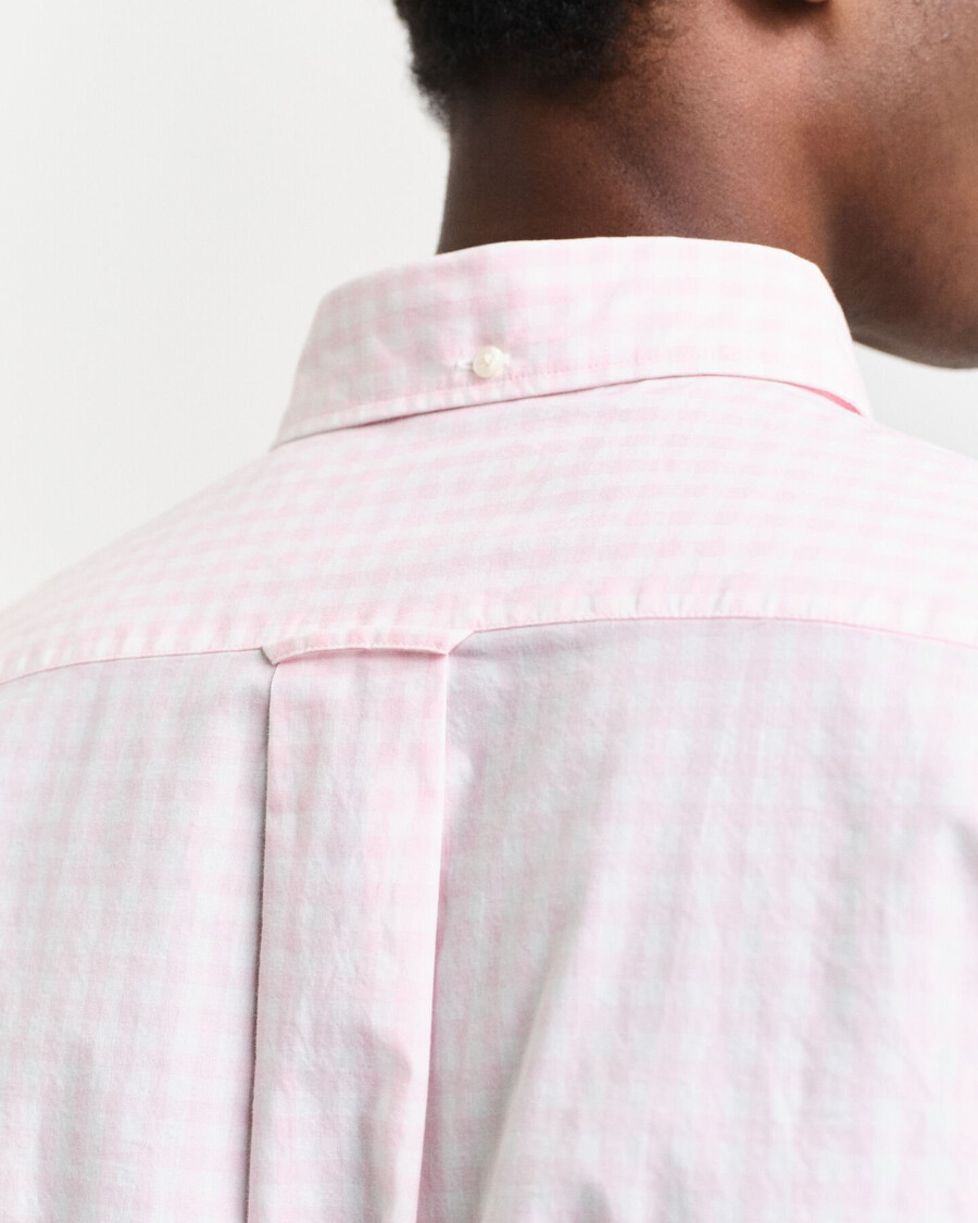 regular fit klassiek geruit poplin overhemd - lichtroze