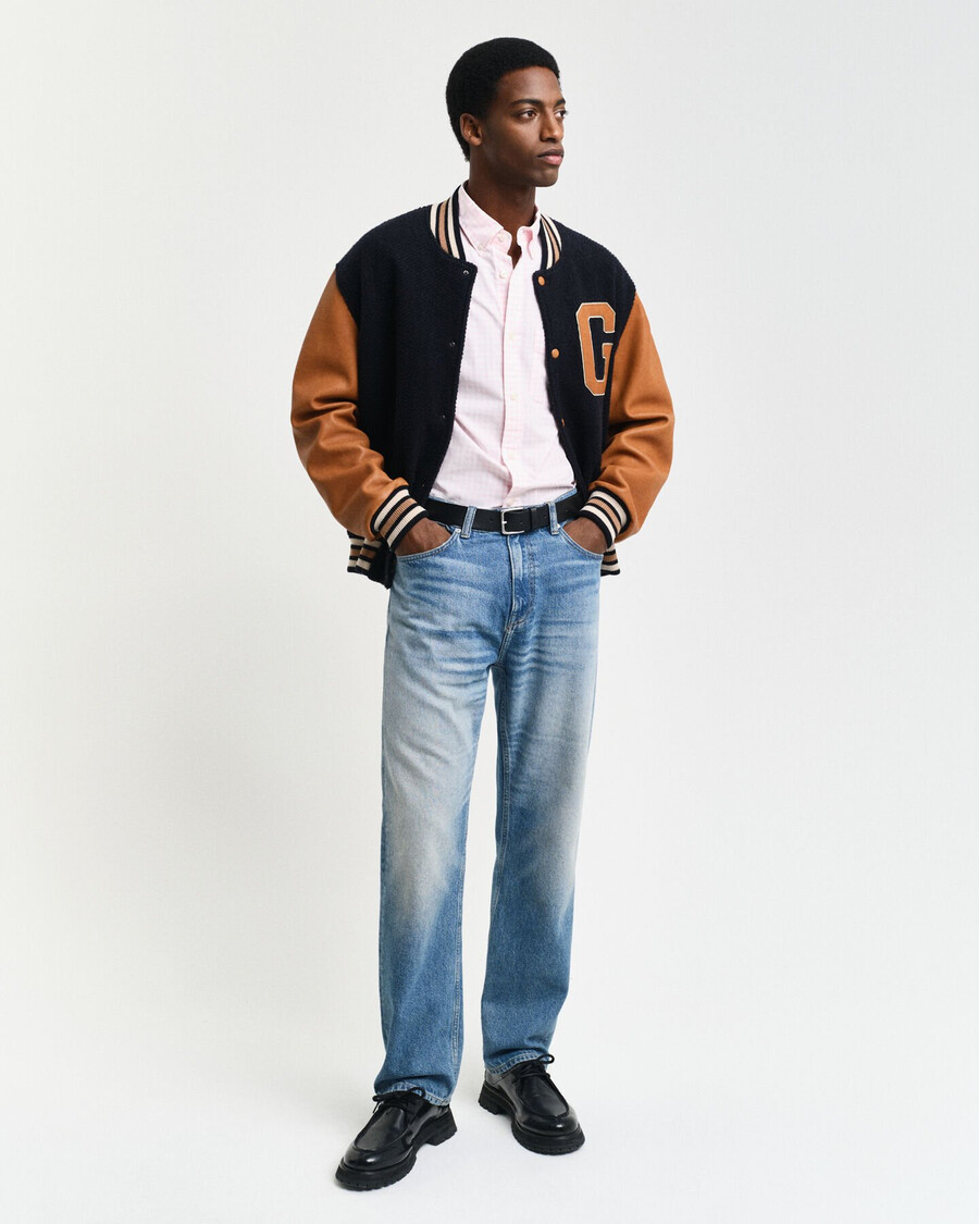 regular fit klassiek geruit poplin overhemd - lichtroze