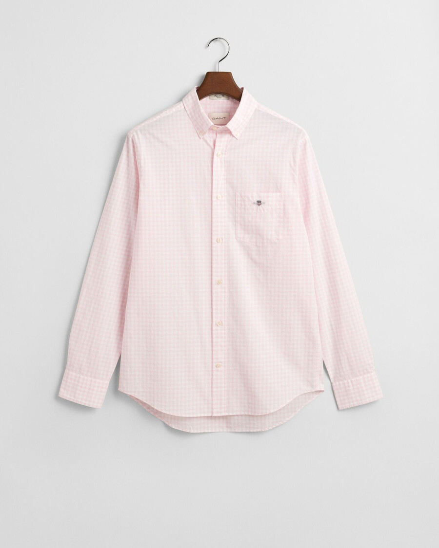 regular fit klassiek geruit poplin overhemd - lichtroze