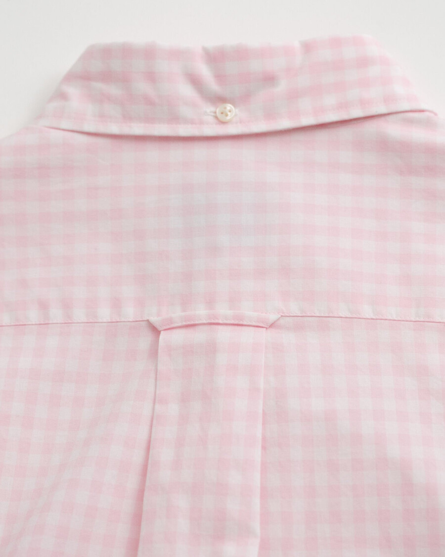 regular fit klassiek geruit poplin overhemd - lichtroze