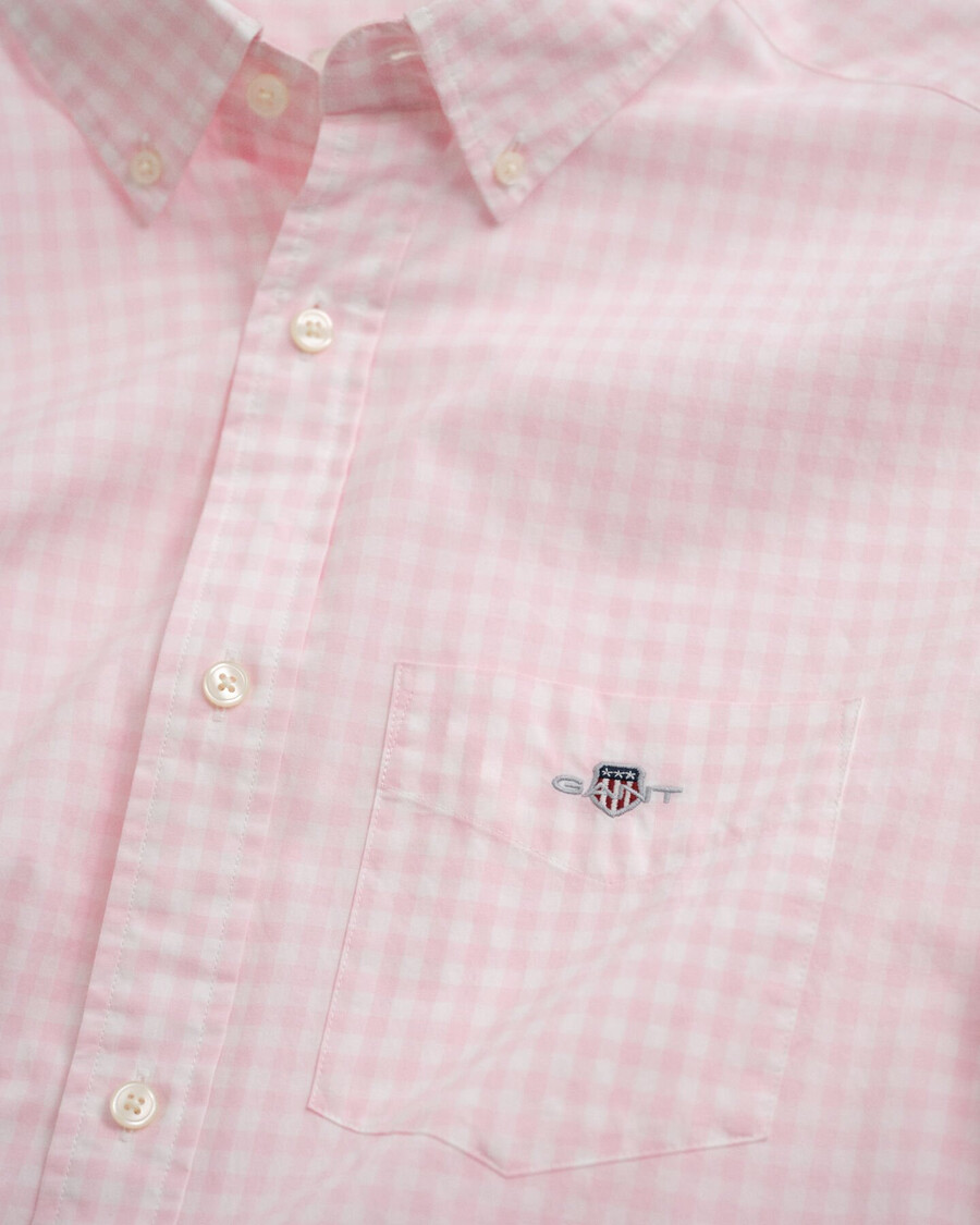 regular fit klassiek geruit poplin overhemd - lichtroze