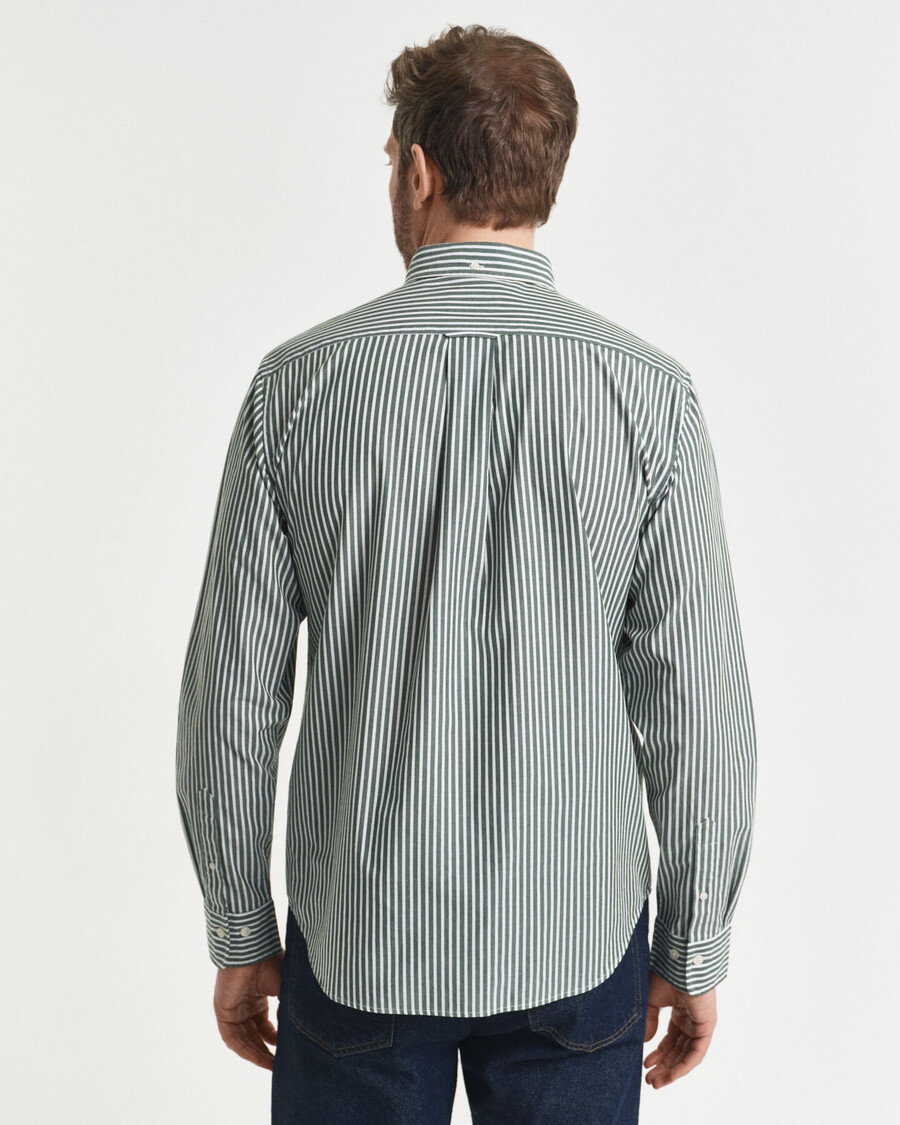 regular fit klassiek gestreept poplin overhemd - bosgroen