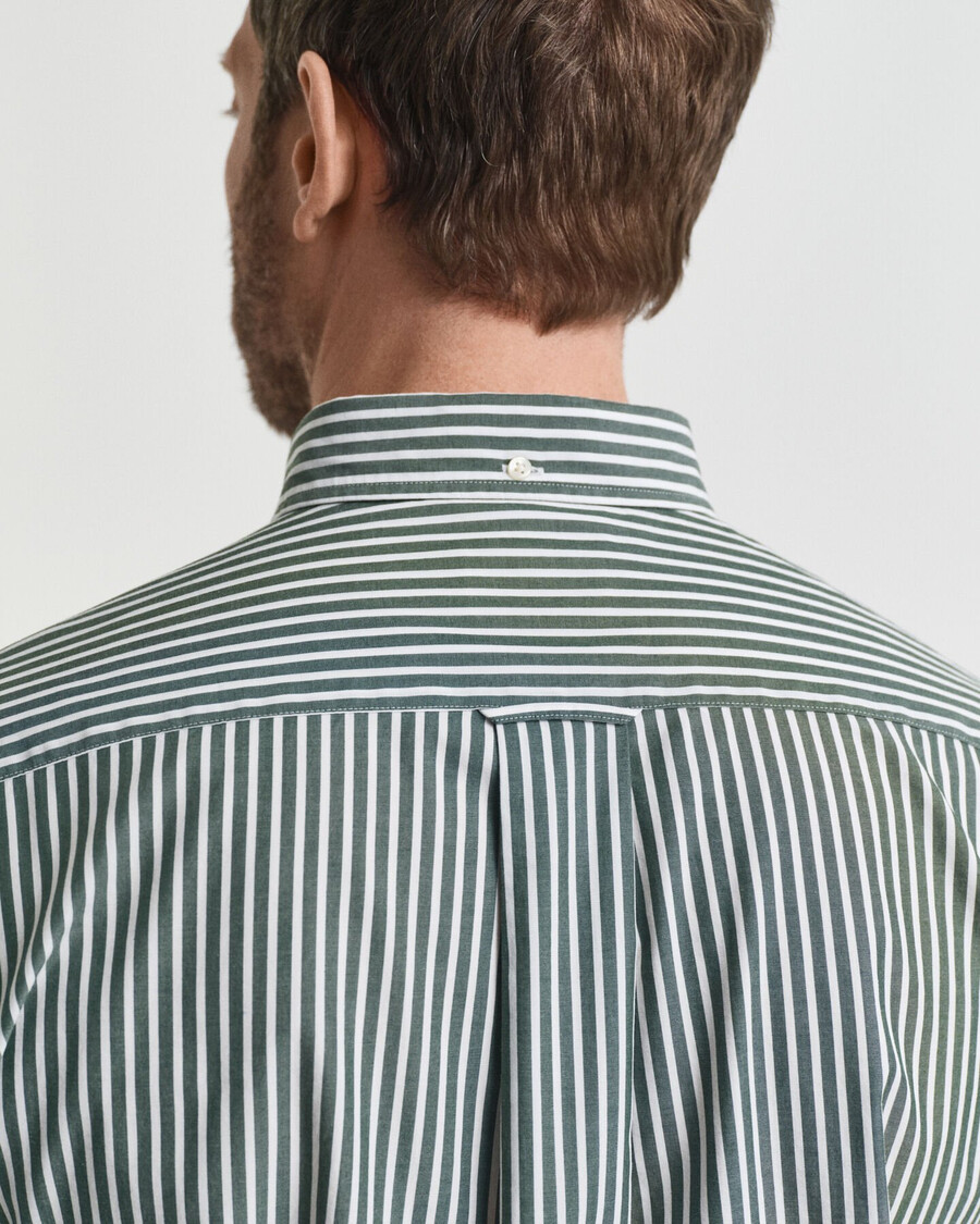 regular fit klassiek gestreept poplin overhemd - bosgroen