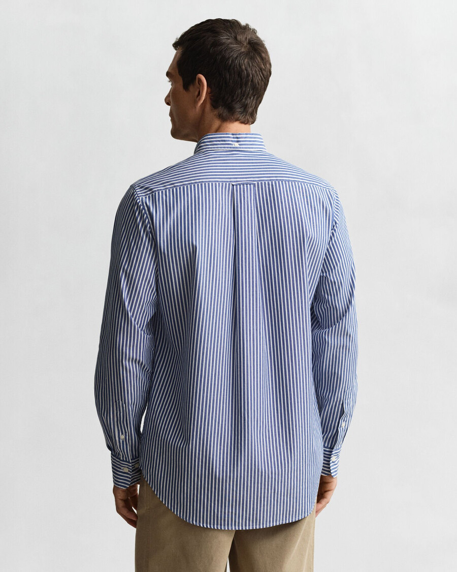 regular fit klassiek gestreept poplin overhemd - collegeblauw