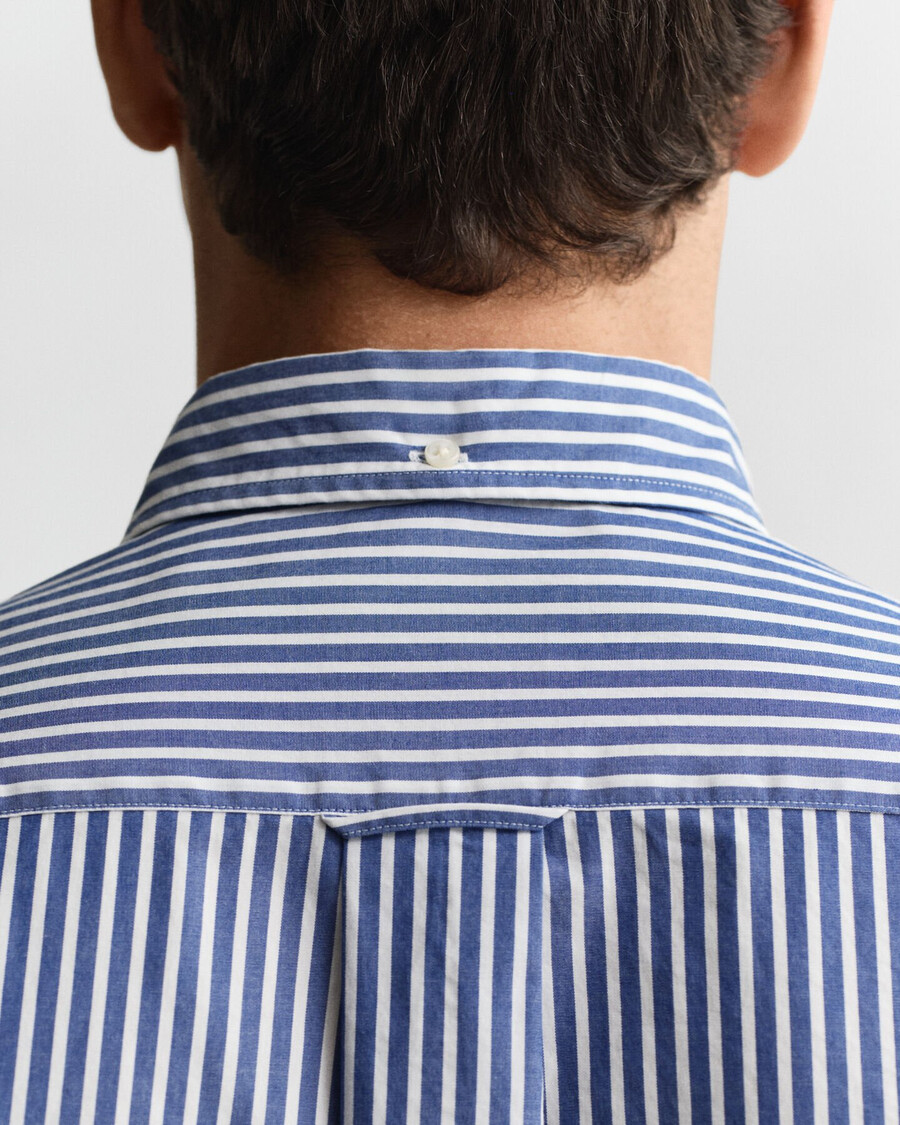 regular fit klassiek gestreept poplin overhemd - collegeblauw