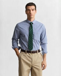 regular fit klassiek gestreept poplin overhemd - collegeblauw