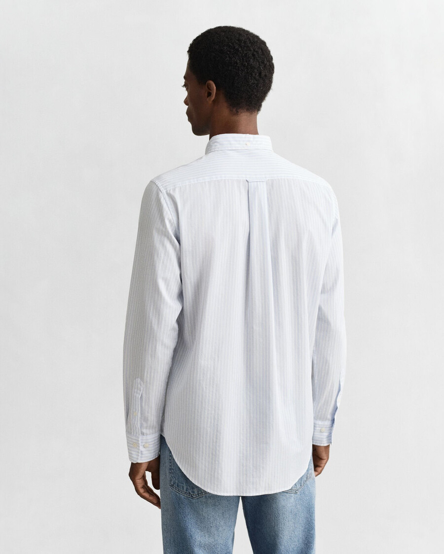 regular fit klassiek gestreept poplin overhemd - lichtblauw