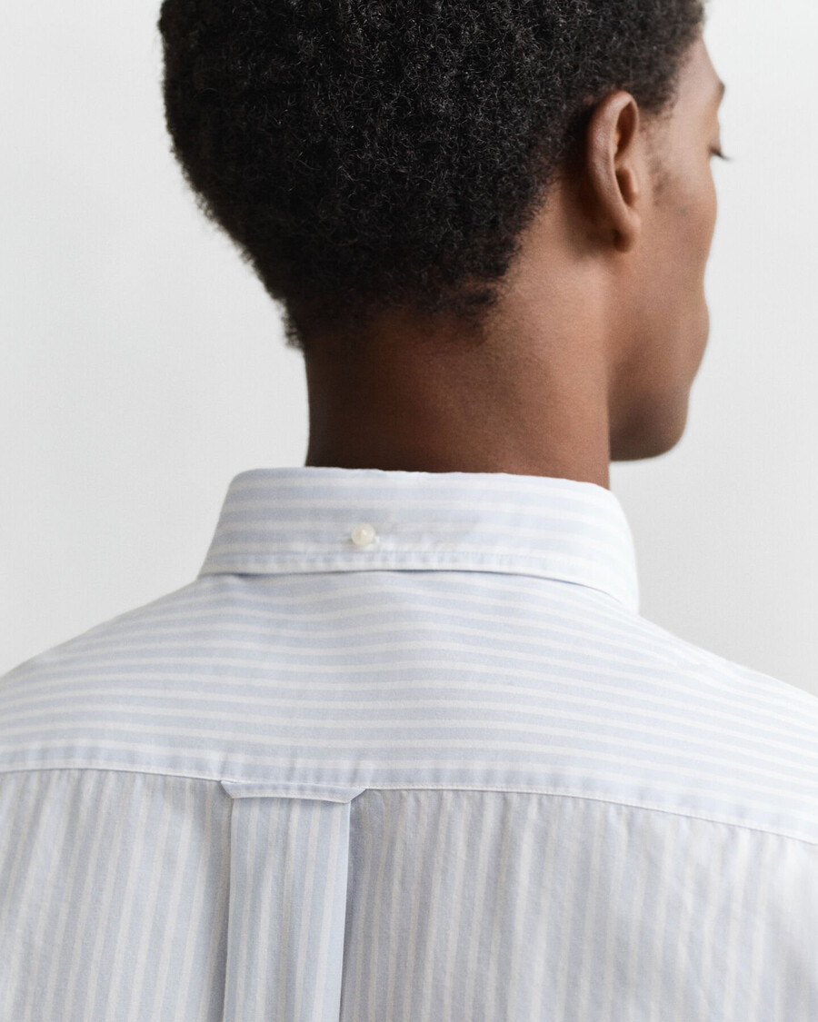 regular fit klassiek gestreept poplin overhemd - lichtblauw