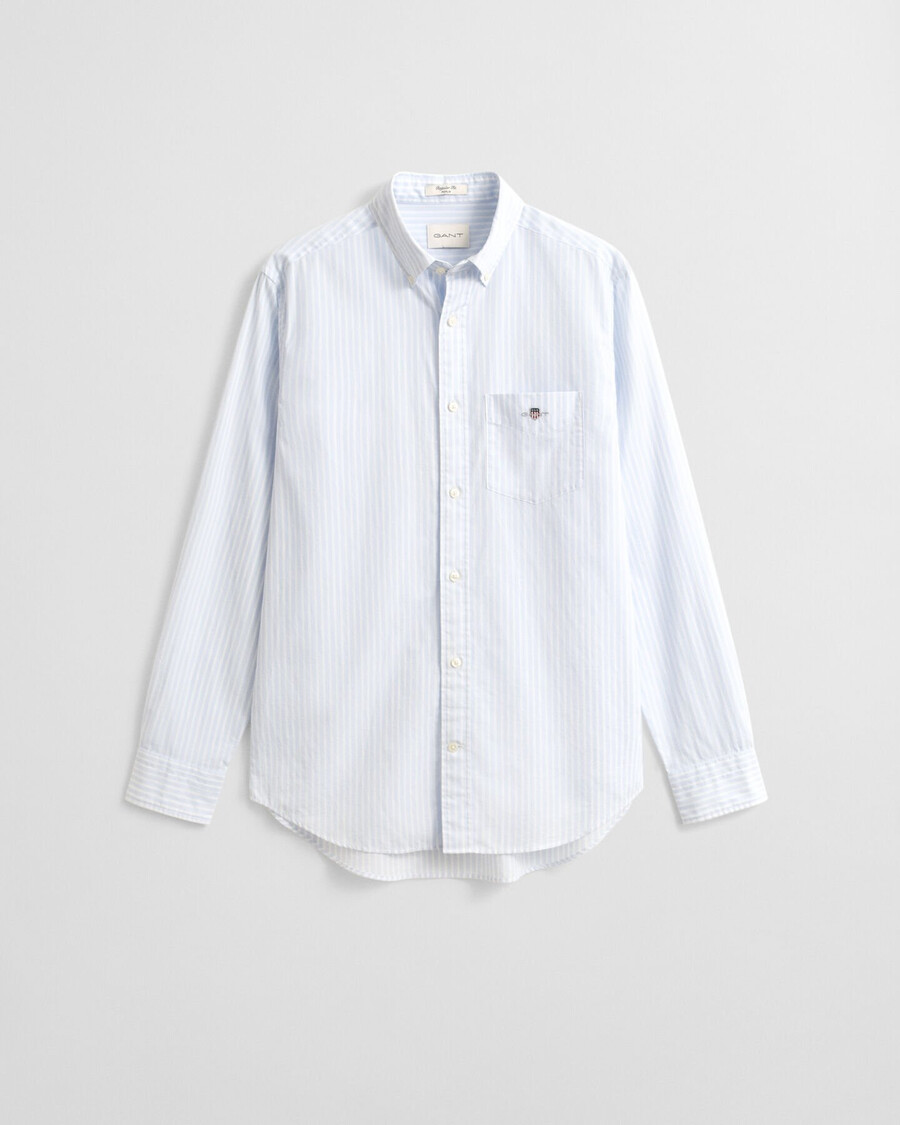 regular fit klassiek gestreept poplin overhemd - lichtblauw