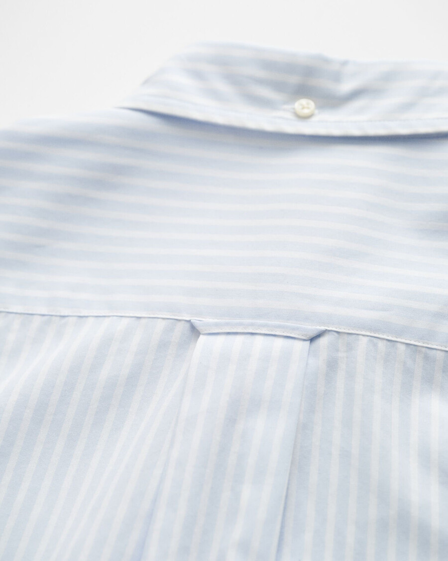 regular fit klassiek gestreept poplin overhemd - lichtblauw