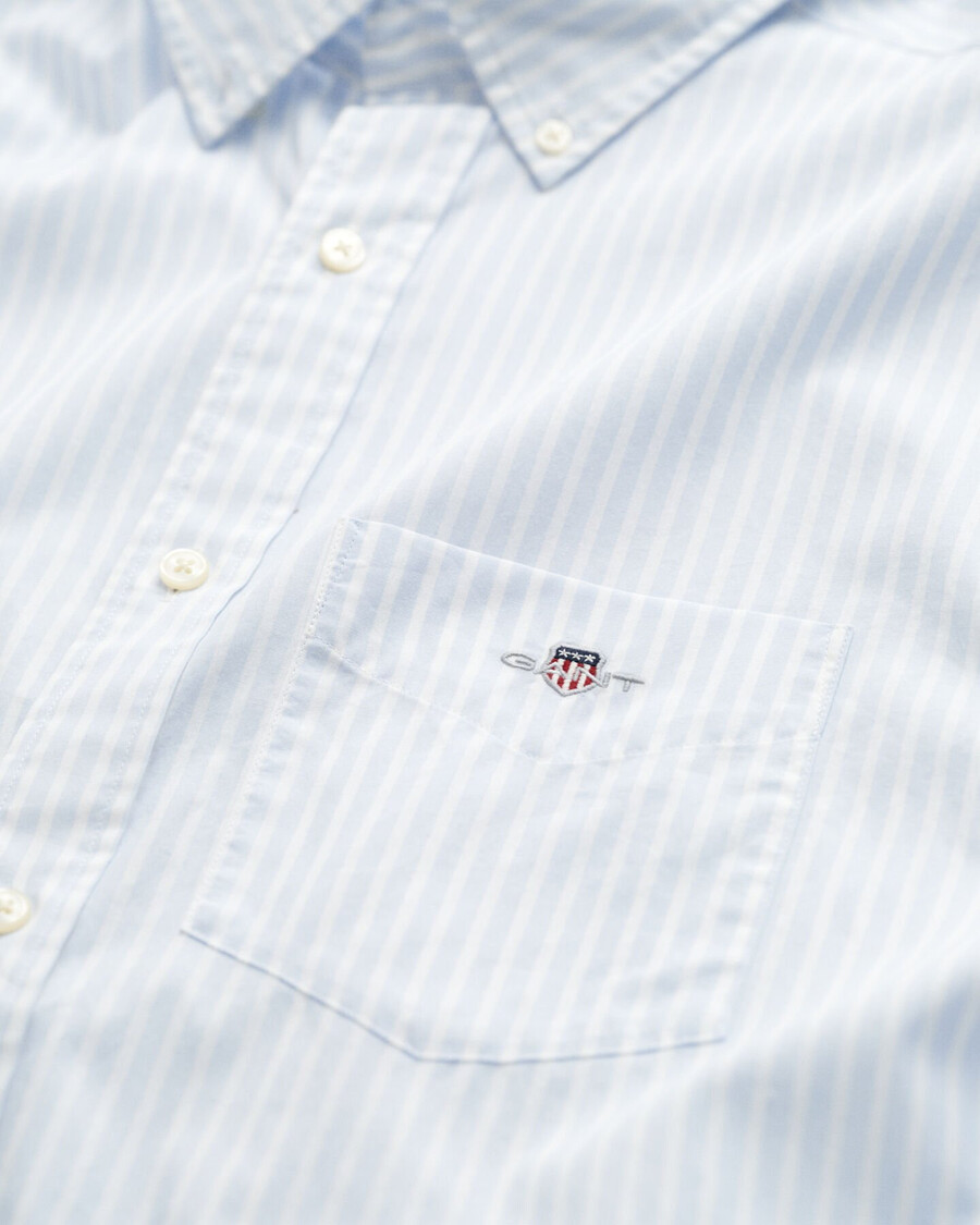 regular fit klassiek gestreept poplin overhemd - lichtblauw
